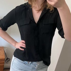 Loft black button up blouse